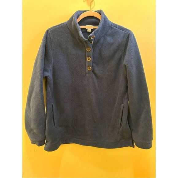 J. Crew Blue Fleece 3/4 Button Up Sweater Size Small - Picture 1 of 4